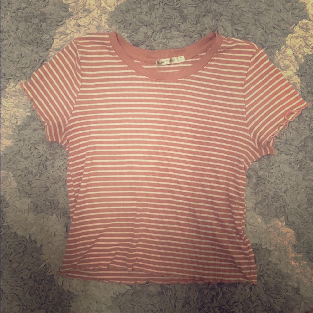 cute pink and white striped small top